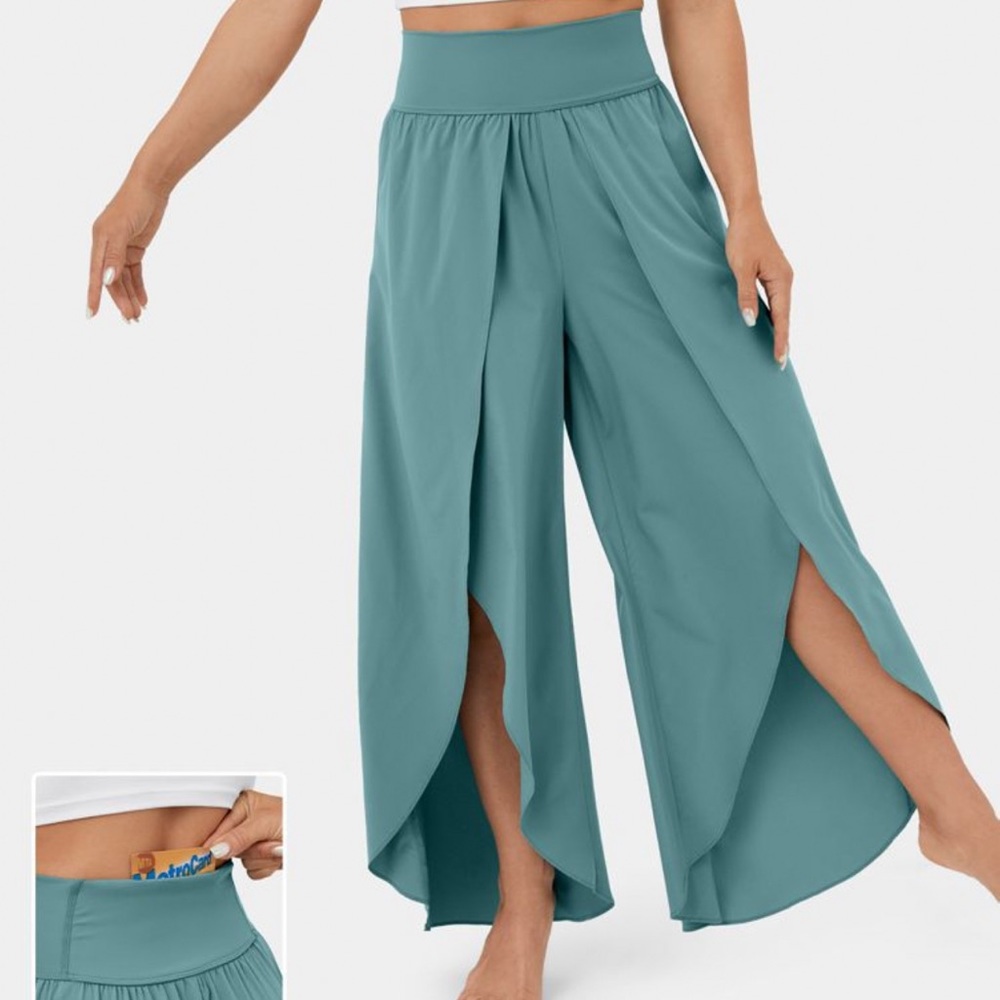 Halara Brand New Breezeful High Waisted Back Waistband Pocket Palazzo Flowy